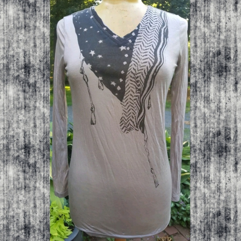 nwt Eryn Brinie Scarf Illusion Seamed long sleeve top tunic Y2k Unique Kitsch
